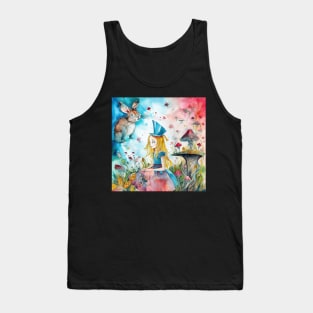 Bright Alice in Wonderland Watercolor Tank Top